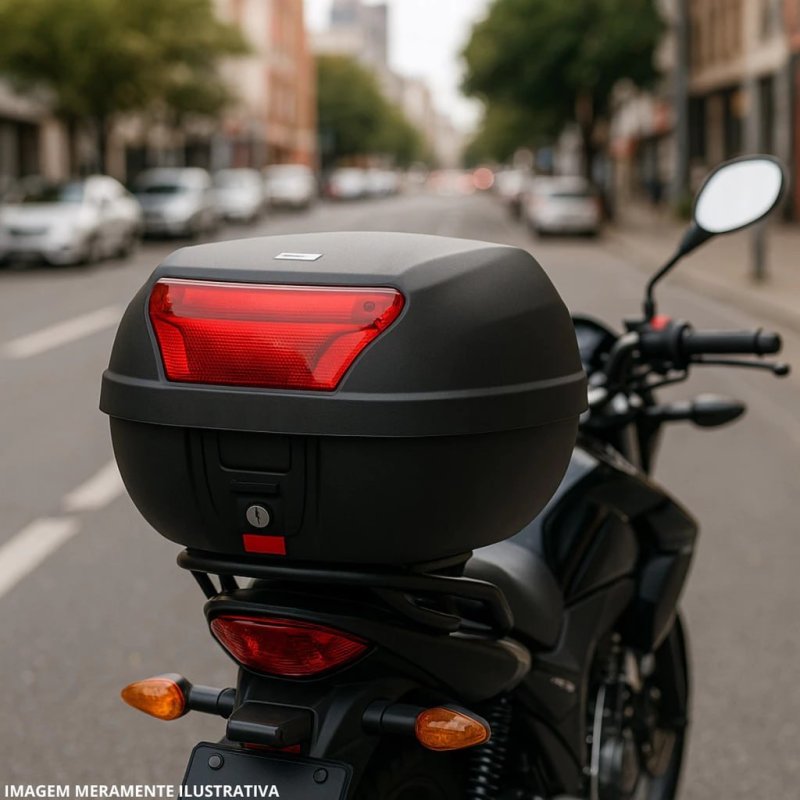 Bauleto Moto 28L Smart Box 2 Pro Tork com Base, Chaves e Refletor Traseiro