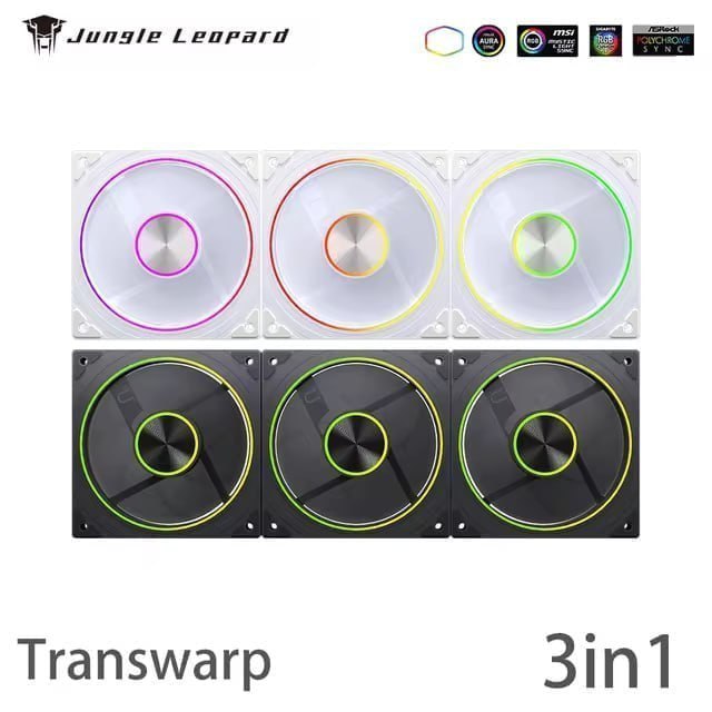 Kits Fans 3 em 1, 360mm ARGB Jungle Leopard Transwarp