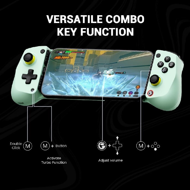 GameSir X5 Lite Controle para Celular USB-C, Gamepad Mobile para Android e iPhone 15/16, iPad Mini 7, Joystick com Hall Effect, Turbo, Plug and Play, Controle Gamer para COD Mobile, Genshin, Minecraft (Verde Mostarda)