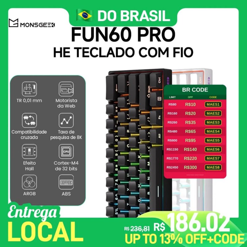 Akko monsGeek fun60 pro teclado mecânico 60% para jogos