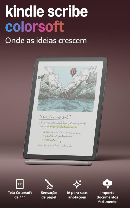 PRÉ-VENDA Amazon Kindle Scribe Colorsoft 64GB - Tela colorida de 11" semelhante ao papel