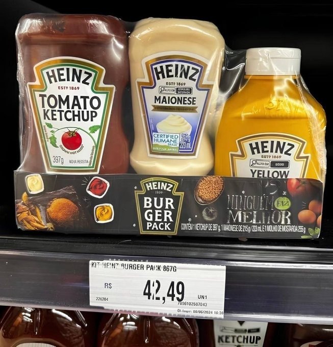 Heinz Pack Hamburguer Ketchup 397G + Maionese 215G + Mostarda 255G