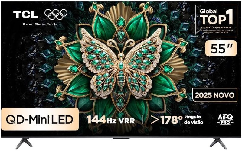 TCL 55 Polegadas QLED Mini LED 4K C6K - WiFi Bluetooth Google TV - 144Hz HDR10+