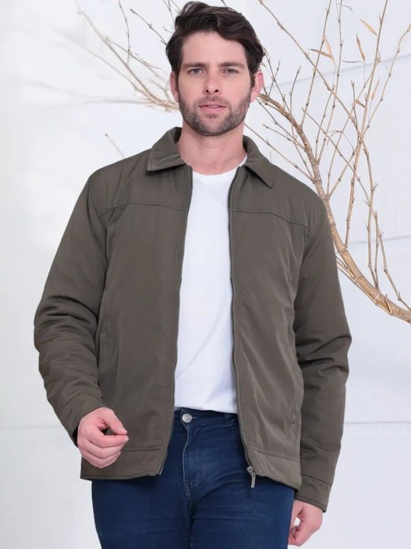 Jaqueta Forrada Casaco Frio Casual Liso Moda Inverno Básico