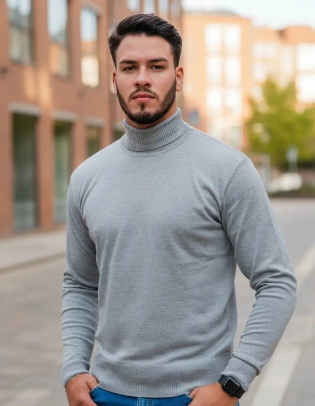 Sueter Masculino Gola Alta Blusa De Lã Trico Malha Masculina