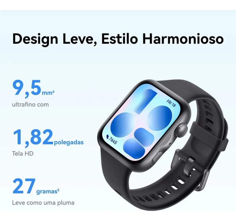 Huawei Watch Fit 5 AMOLED 64GB - Bateria 10 Dias - Monitor Sono SpO2 GPS - Preto