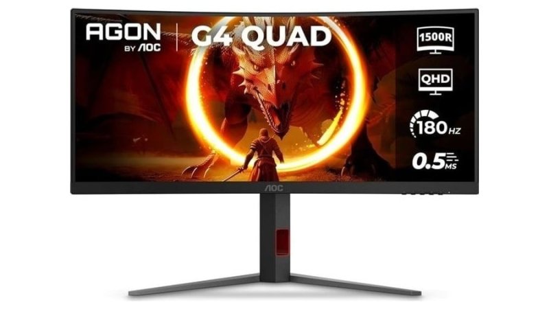 Monitor Gamer Curvo AOC AGON QUAD 34" Ultrawide WQHD 180Hz 0,5ms Base Ajustável U34G4C