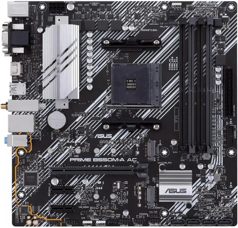 Placa-mãe Asus PRIME B550M-A AC Pcie 4.0 Dual M.2 4x4 cor preta