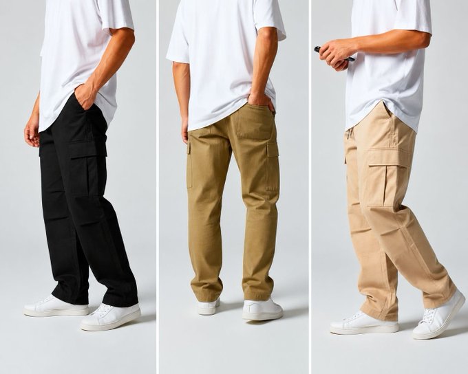 Calça Cargo Masculina Larga Skatista Streetwear Sarja