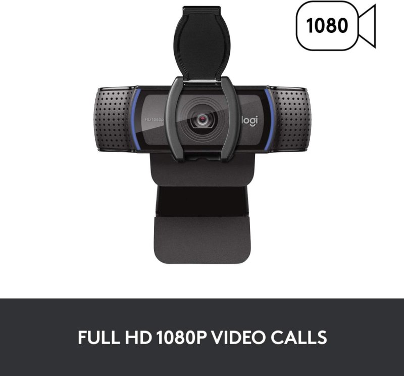 Logitech C920s Full HD - Microfone Embutido - Proteção Privacidade - Preto