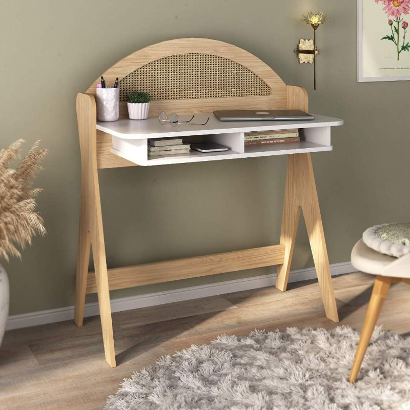 Escrivaninha Ceci Naturale Com Branco - Artely