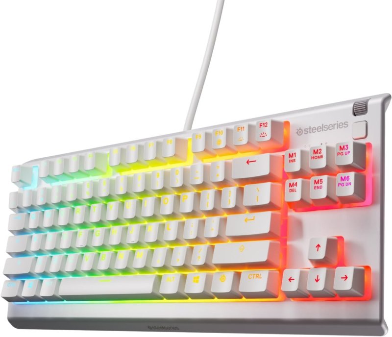 SteelSeries Teclado para jogos Apex 3 TKL Branco RGB — Formato compacto sem chave