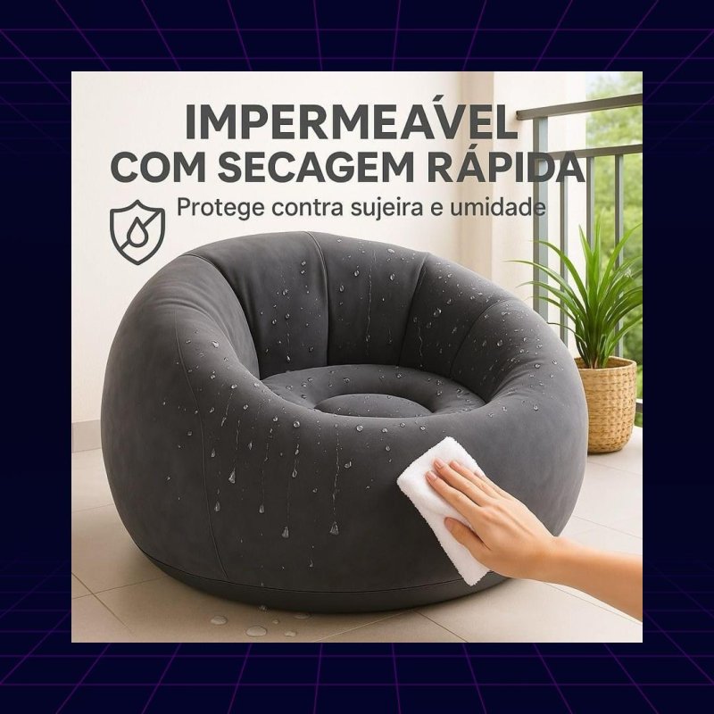 Sofá Poltrona Puff Inflável Deluxe Aveludado Gigante