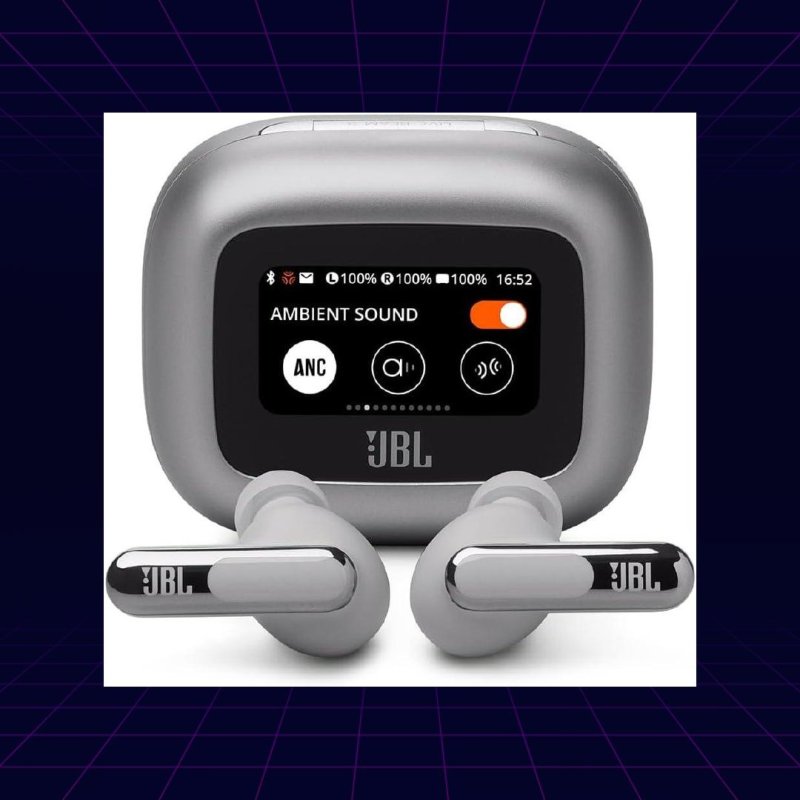 JBL Fone de Ouvido Bluetooth Live Beam 3 In-ear Tela de 1.45" Cancelamento de Ruído - Prata