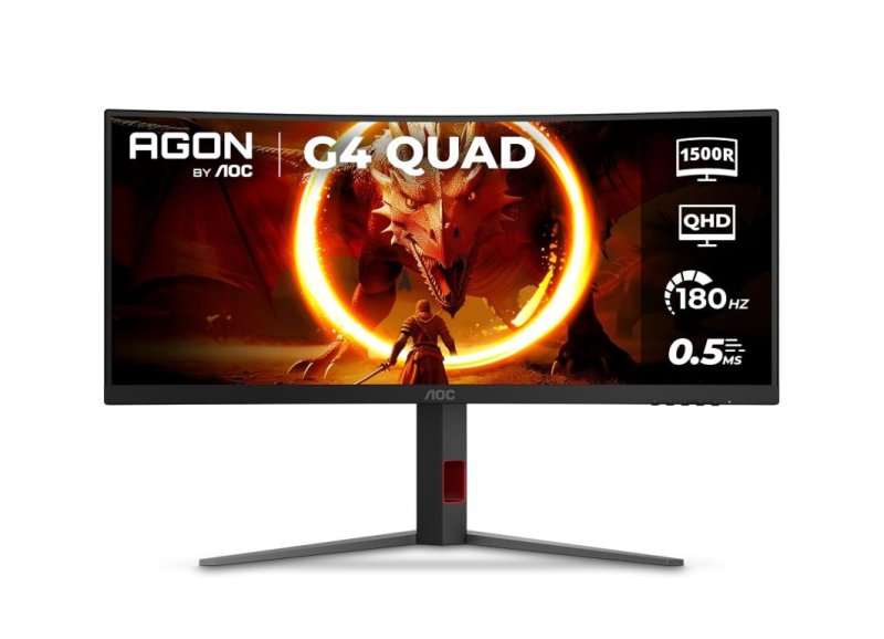 Monitor Gamer Curvo AOC AGON QUAD 34" Ultrawide WQHD 180Hz 0,5ms Base Ajustável U34G4C