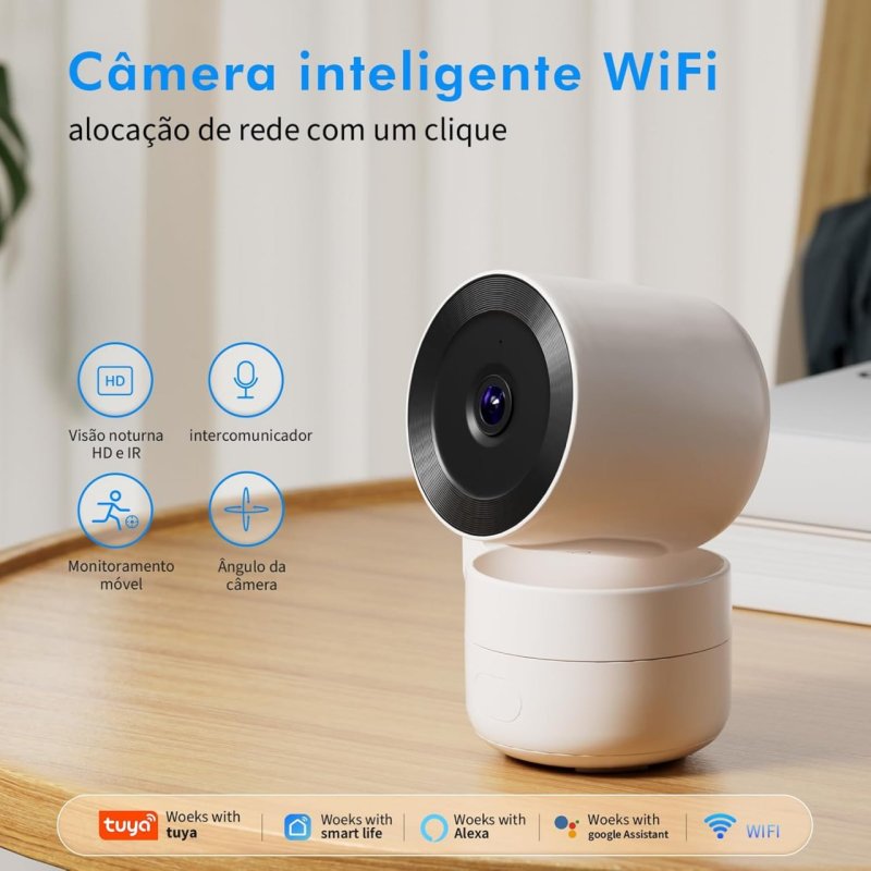 Coibeu Câmera Segurança WiFi Interior 4MP - Visão Noturna 360° - Áudio Bidirecional