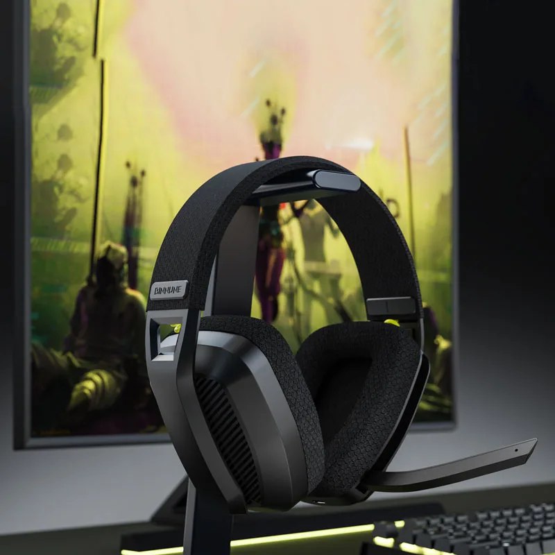 BINNUNE Fone de ouvido para jogos sem fio de 2,4 GHz com microfone para PS5 PS4 PC Mac Playstation Bluetooth Gaming Headset