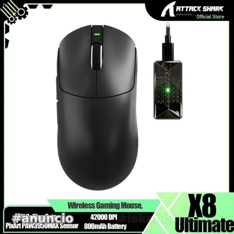 Mouse Gamer Sem Fio ATTACK SHARK X8 ULTIMATE 8K