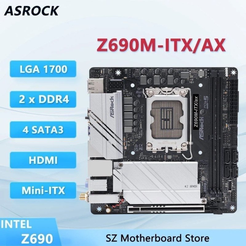 Placa mãe Z690I ITX - AX Asrock Lga1700 DDR4 (Usada)