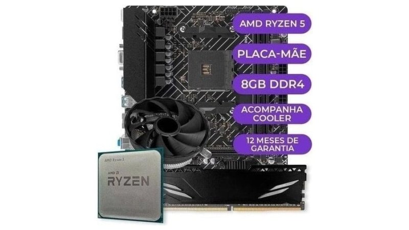Kit Upgrade Gamer, Processador AMD Ryzen 5 5600GT, AM4, 8GB DDR4