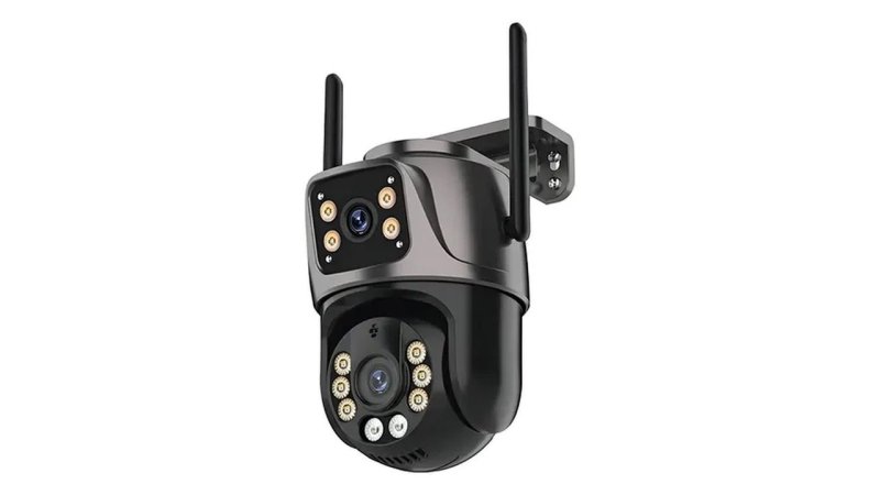 Camera Segurança Ip A29 Prova D'agua Duas Lentes App Yoosee Cor Preto