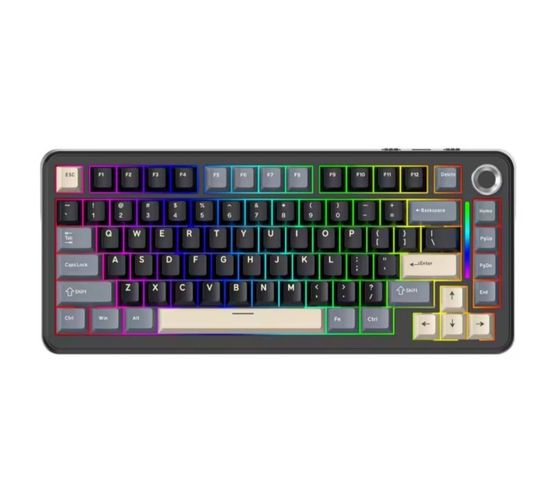 Teclado Gamer Mecânico Sem Fio Bluetooth Tri Mode 75% Led Rgb Hot Swappable Free Wolf F75
