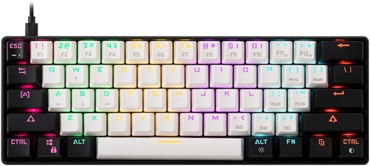 Teclado Mecânico Gamer Gamdias Aura GK2 Branco e Preto Switch Blue ABNT2