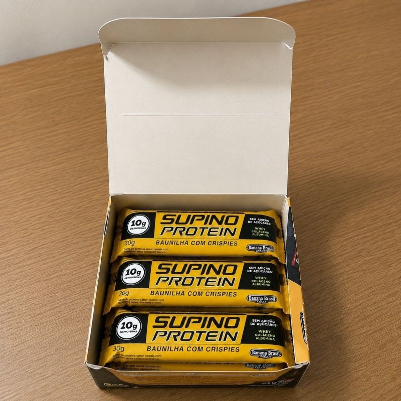 Banana Brasil Display Barra De Proteína Supino Protein Baunilha Com Crispies - 12 Unidades De 30G + Frete Grátis