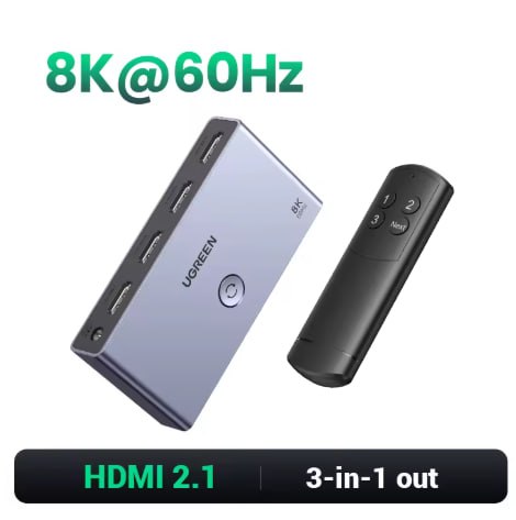 Ugreen HDMI Switcher 3 em 1 - 8K@60Hz HDMI 2.1