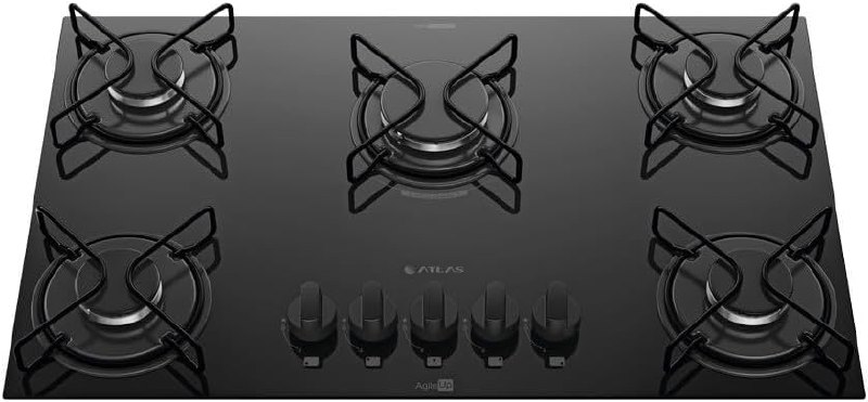 Atlas Cooktop 5 Bocas Ágile Up Mesa de Vidro