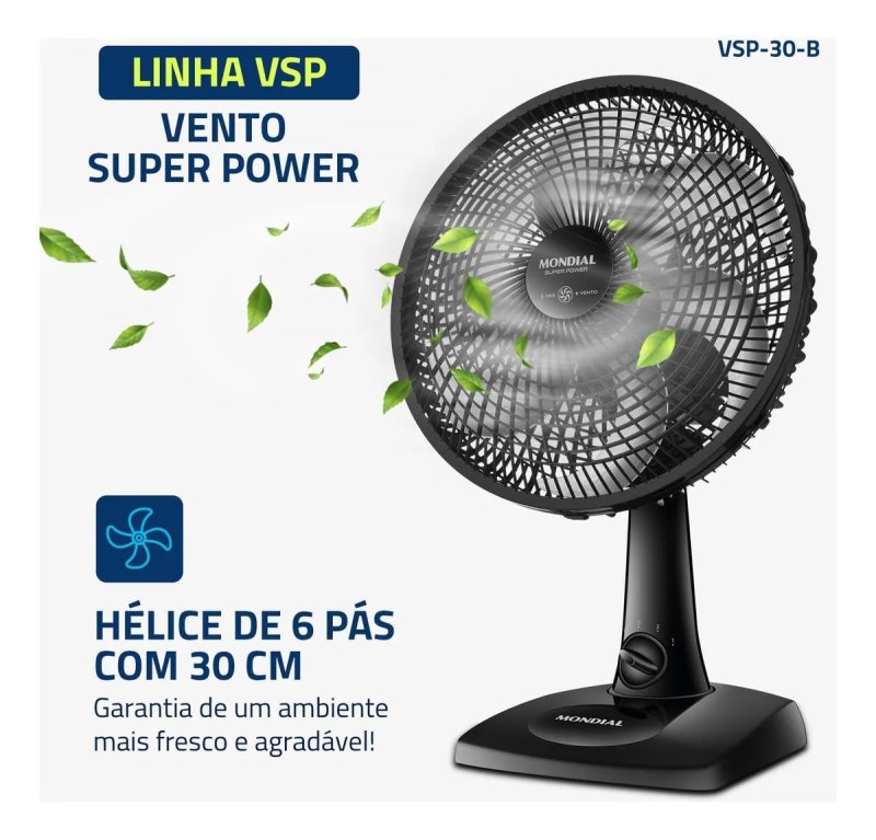 Ventilador de Mesa Mondial 30cm 6 Pás 220v