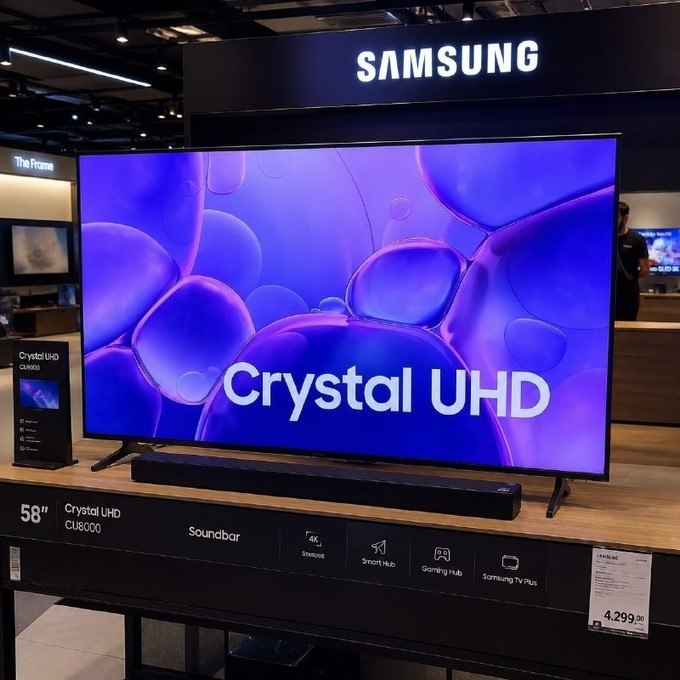 Samsung Smart Tv 58" Crystal 2025 + Soundbar Hw-b400f
