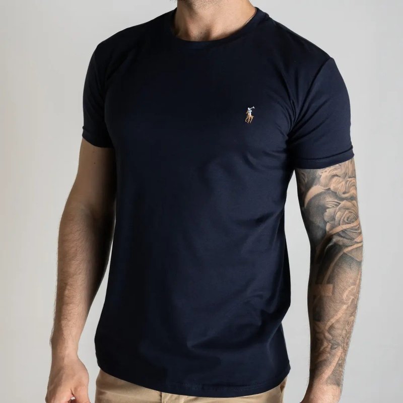 Camiseta Masculina Ralph Lauren Pima Colored Azul Marinho