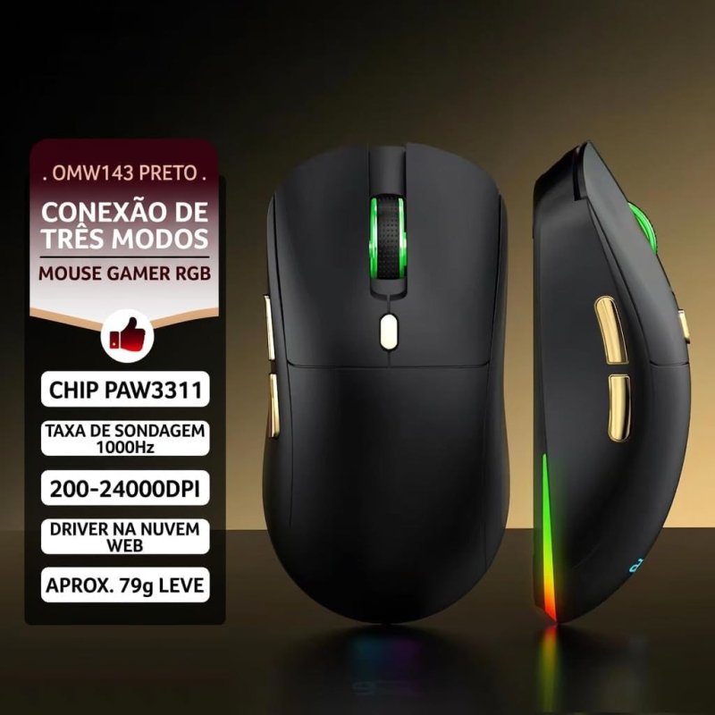 Mouse gamer sem fio, design ultraleve, equipado com interruptor micro HUANO, sensor PAW3311