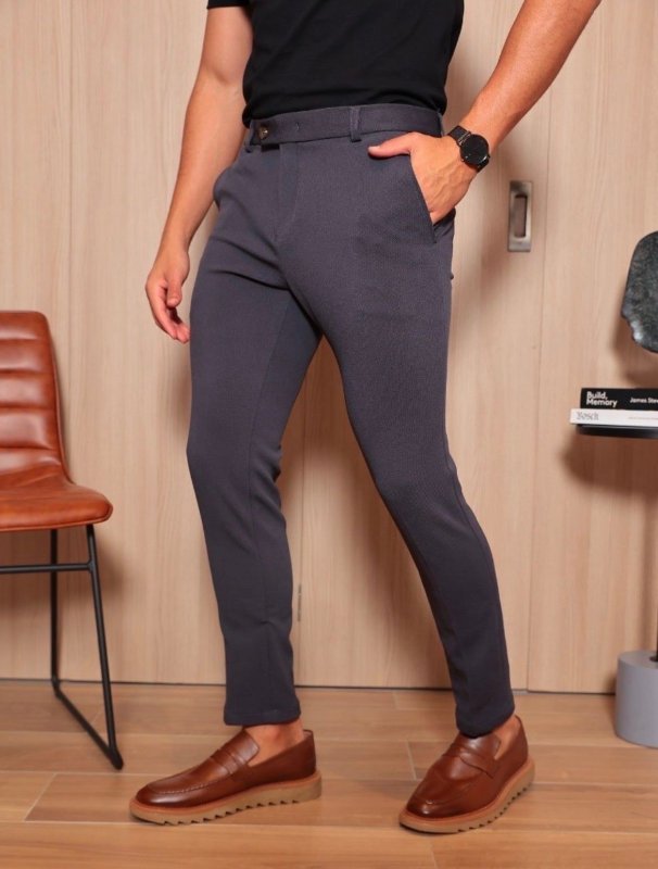 Calça Social Alfaiataria Masculina Malha Elastano Stretch