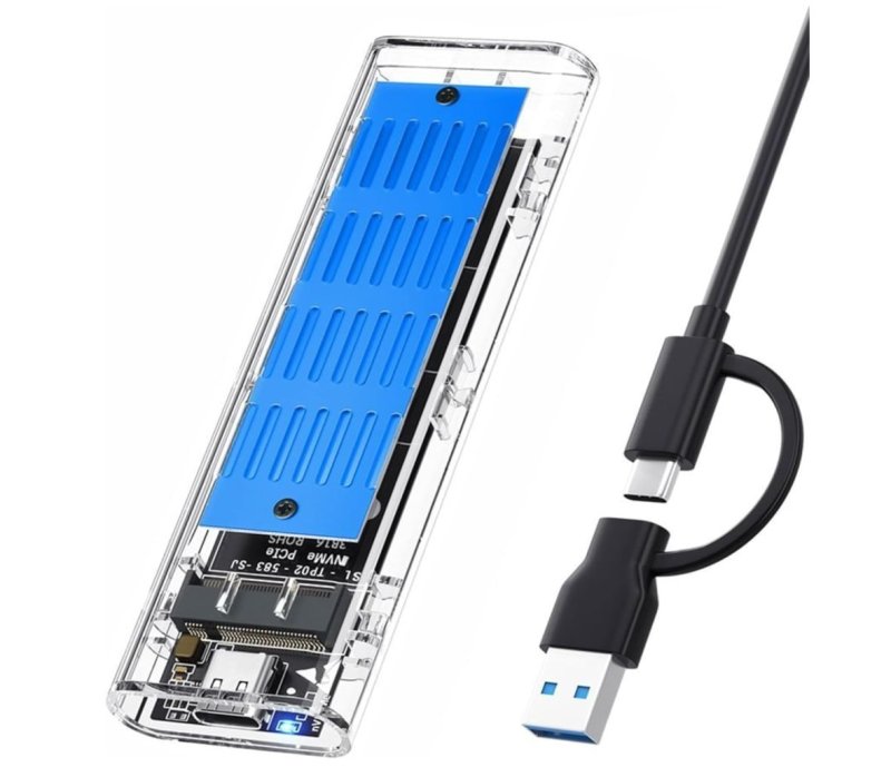 Case Externo Para SSD M2 Protocolo Duplo NVME/NGFF PCIe 10Gbps USB-C/USB 3.1 Gen2