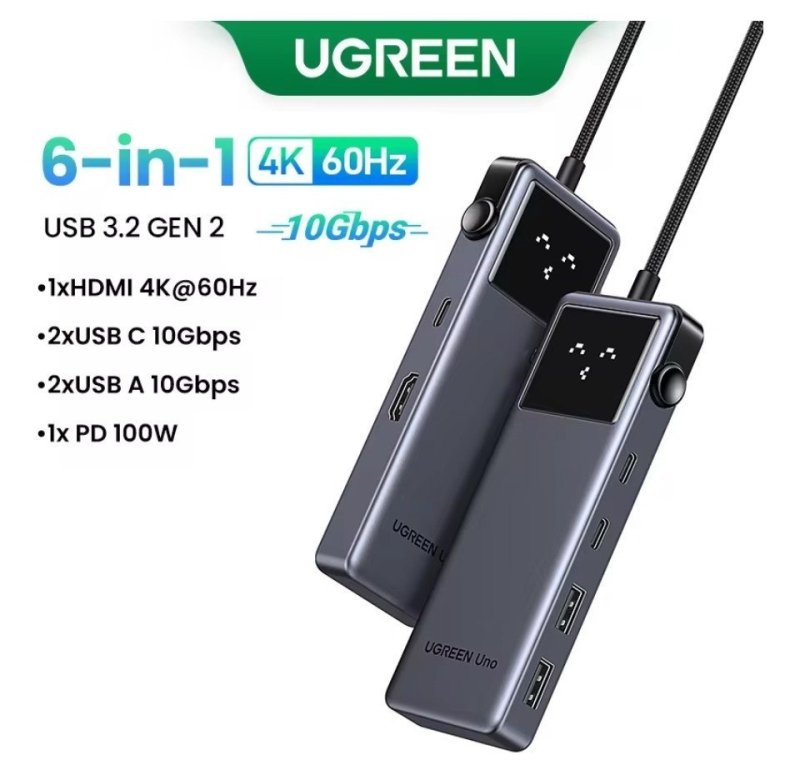 HUB Ugreen 6 em 1 (USB C)