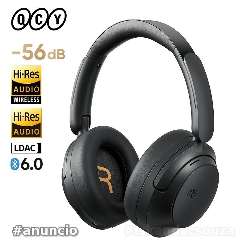 Fone de Ouvido HeadPhone QCY H3S, 56db adaptável ANC, hi-res ldac som espacial Sem Fio
