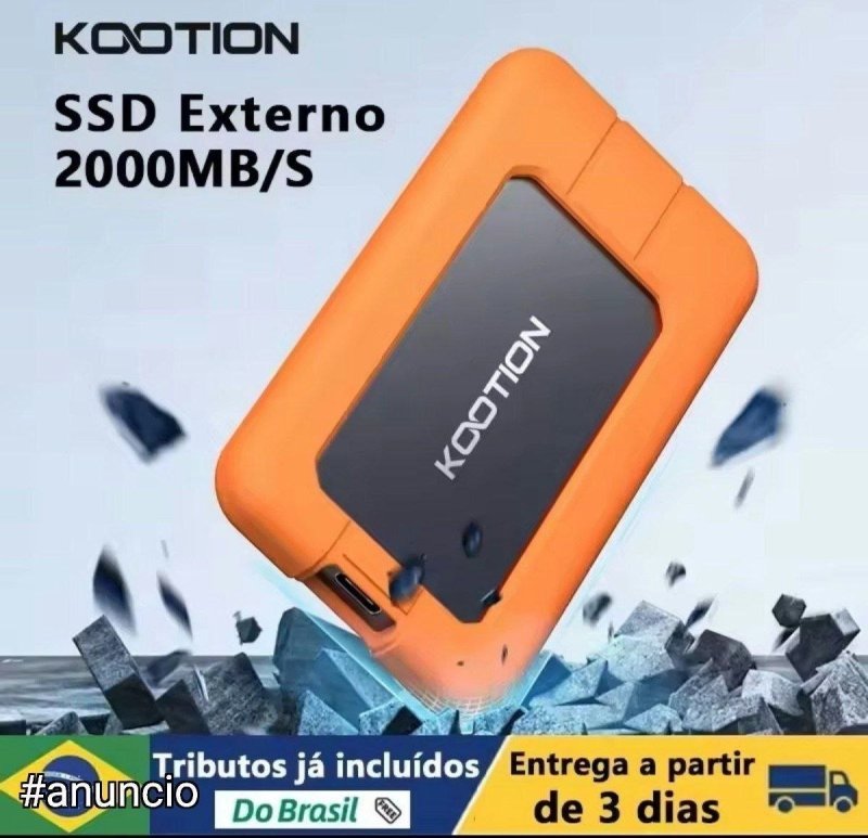 SSD Externo Portátil Kootion X1 MAX até 2000mb/s