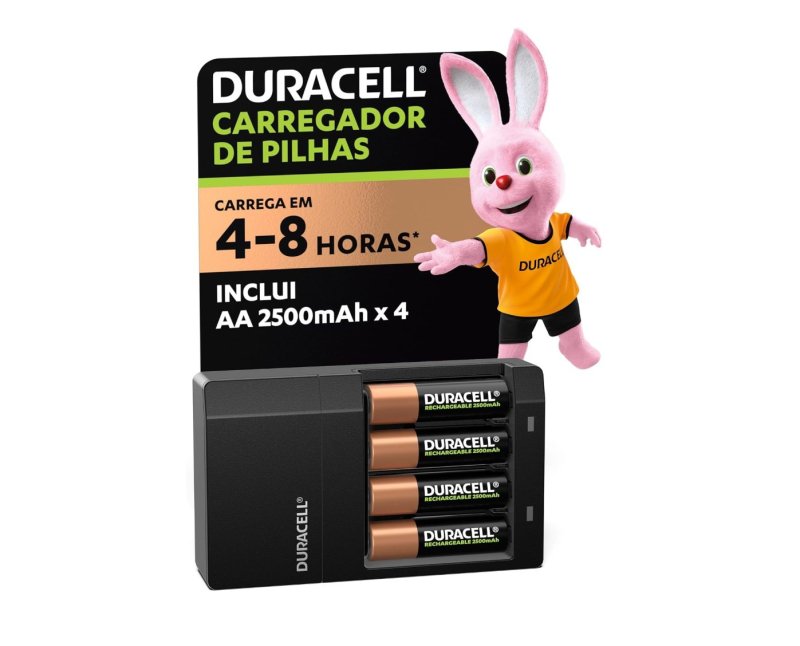 Duracell Carregador de Pilhas Recarregáveis AA e AAA Com 4 Pilhas AA Inclusas – Bivolt