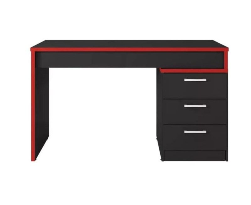 Mesa Gamer Escrivaninha Desk DRX 5000 - Móveis Leão Preto TX/Vermelho
