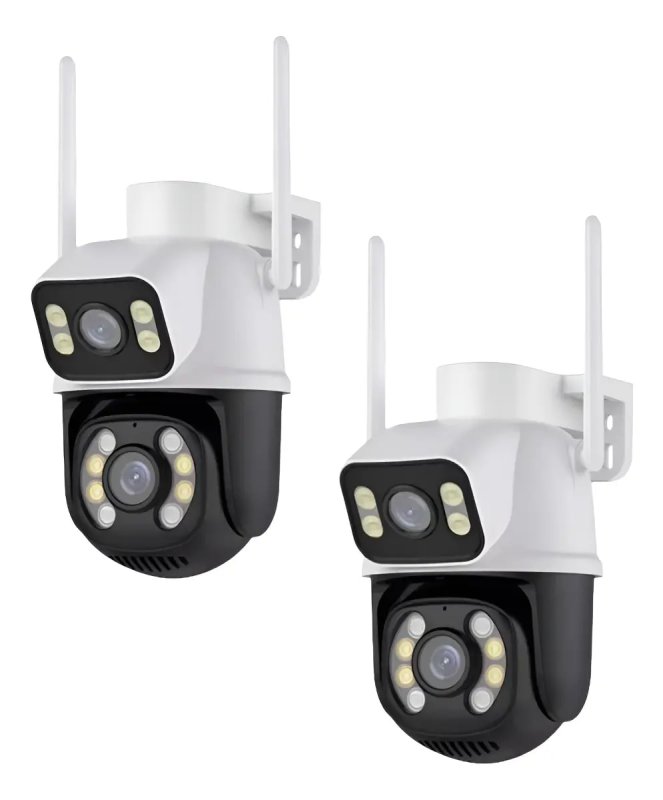 A28 Kit 2 Câmeras Wifi Externa 3MP Dupla Visão Prova D'água Branco