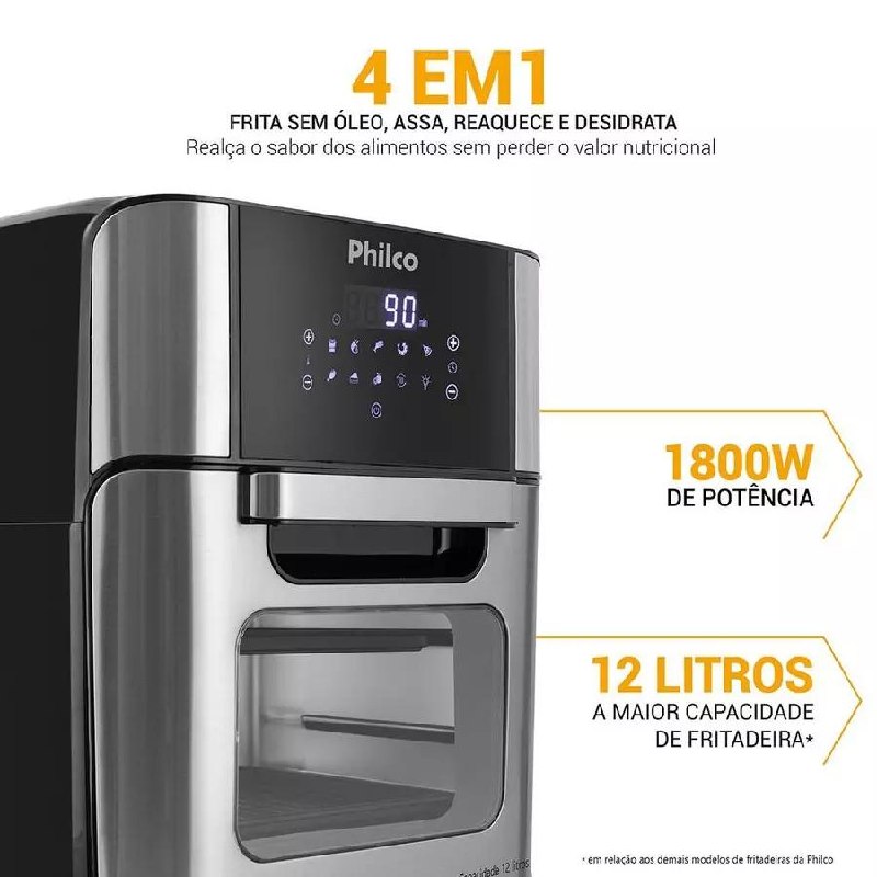 Air Fryer Oven Philco 12L 4 em 1 1800W