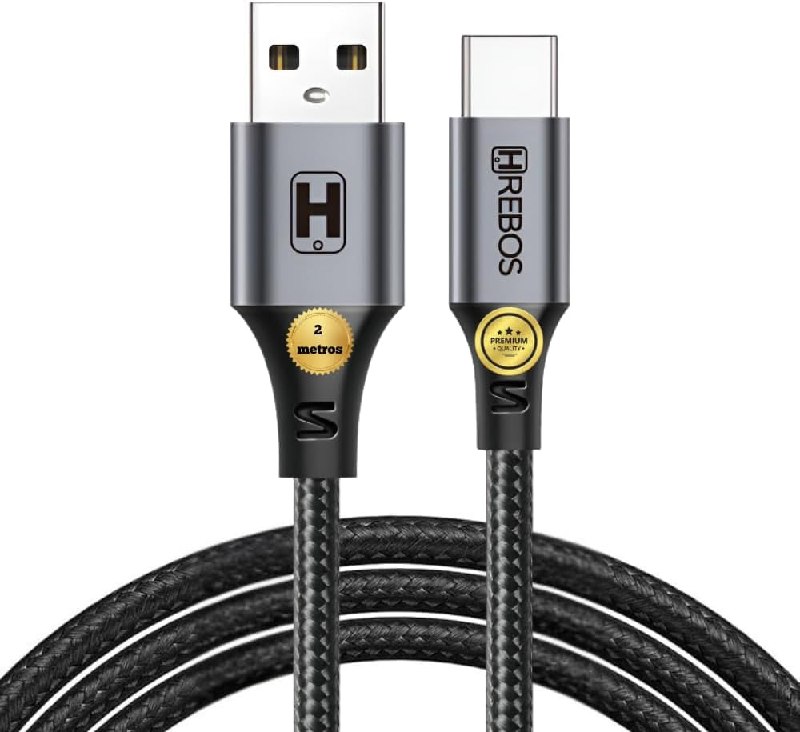 Cabo USB para Tipo-C (USB-C) 60W 3.1A Carregamento Rápido Reforçado 2 Metros Nylon Trançado