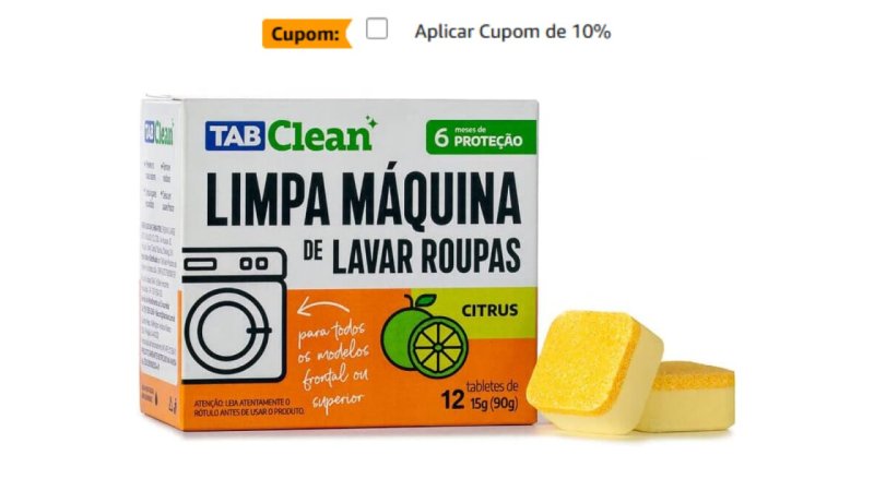 12 un. Tab Clean Limpa Máquina de Lavar Roupas Citrus