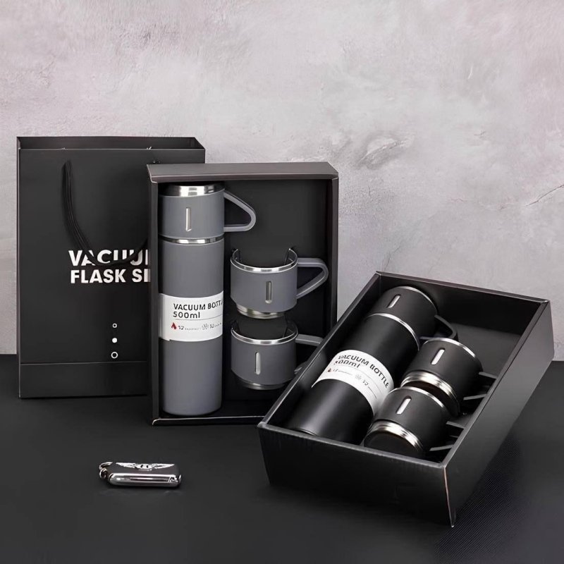 Kit Garrafa Térmica 500ml + 3 Xícara Café Chá