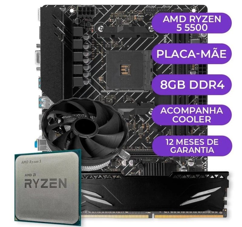 Kit Upgrade Gamer AMD Ryzen 5 5500, AM4, 8GB DDR4