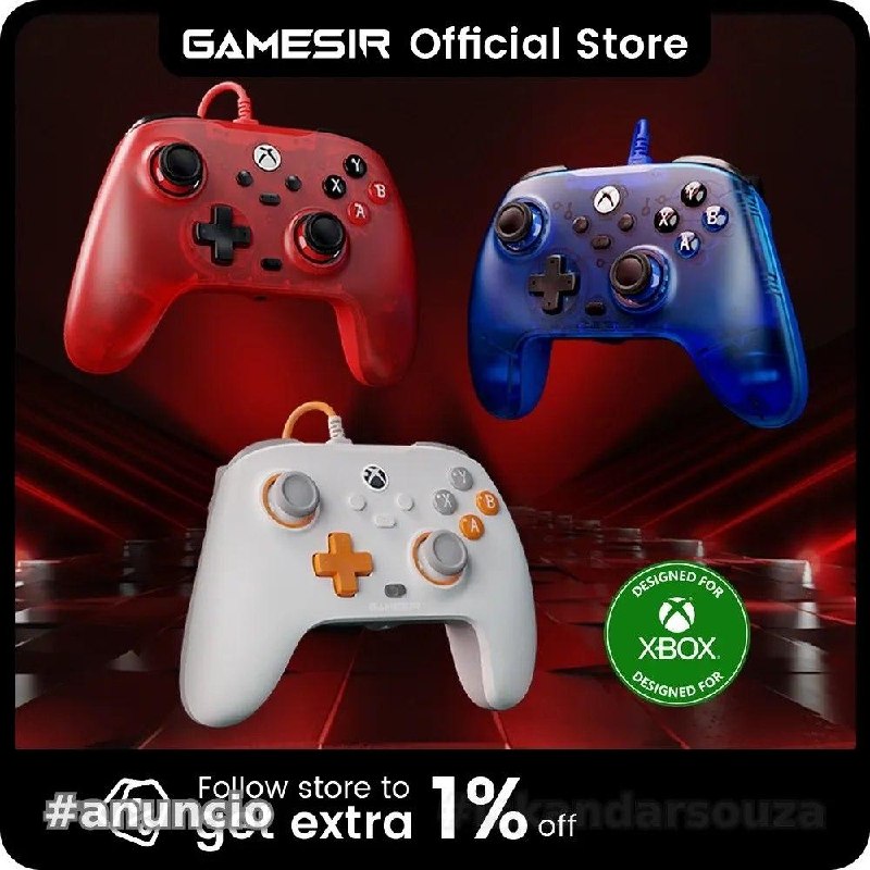 Controle Gamesir T7 com Fio para Xbox One, Series S X, PC, Efeito Hall Anti Drift