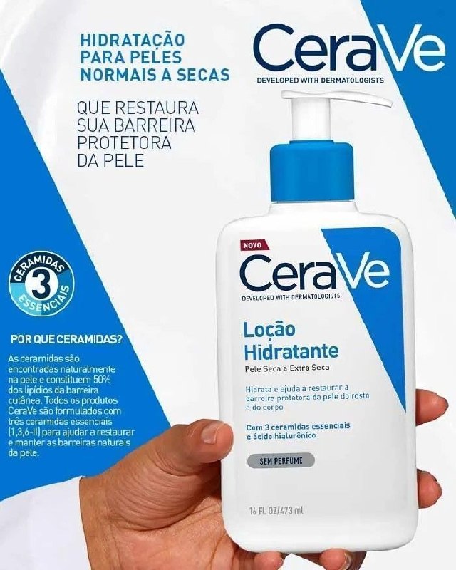 Loção Hidratante Corporal Sem Perfume, com Ceramidas Essenciais e Ácido Hialurônico, Textura Fluida CeraVe 473ml