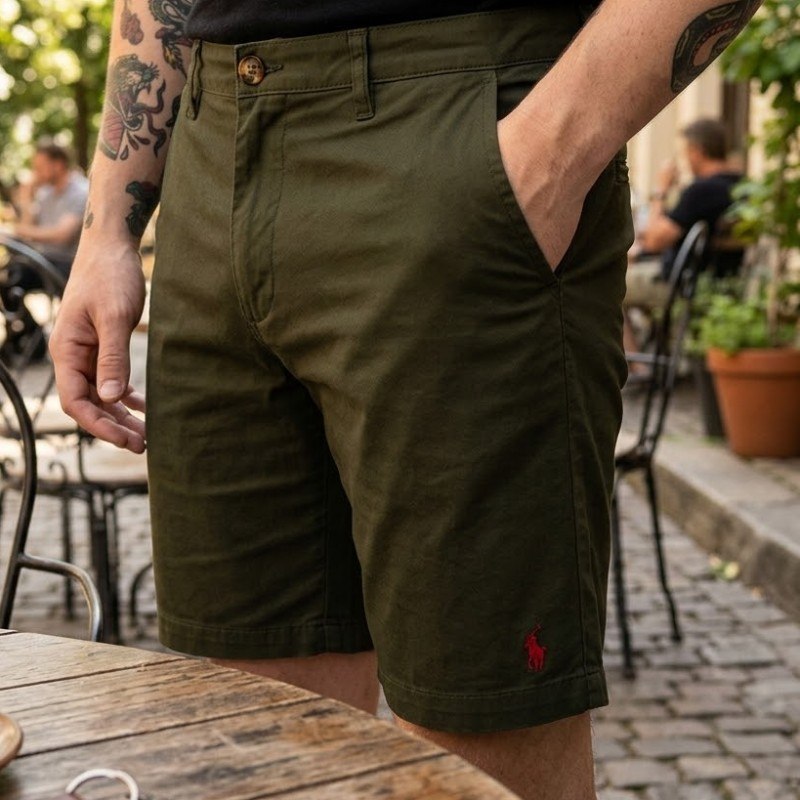 Bermuda Ralph Lauren Masculina Sarja Stretch Verde Militar
